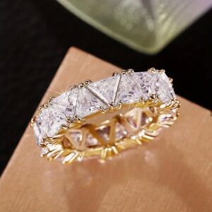 Size 7 - Golden Triangular Cut Zircon Ring